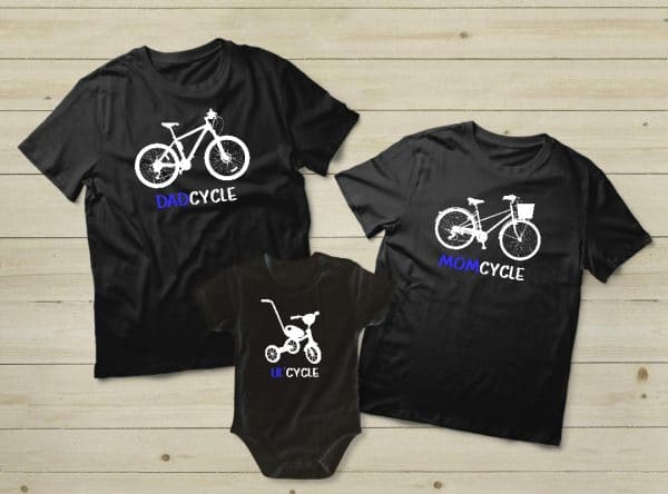 בגדים תואמים למשפחה -חולצות משפחתיות אופניים | שחור